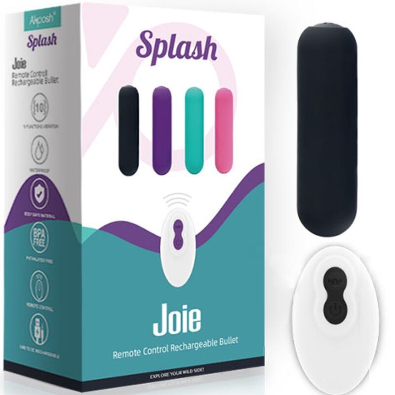ARMONY - SPLASH JOIE SILICONEN TRILLENDE KOGEL MET AFSTANDSBEDIENING, 10 TRILLINGEN, 75 X 19 CM, ZWART