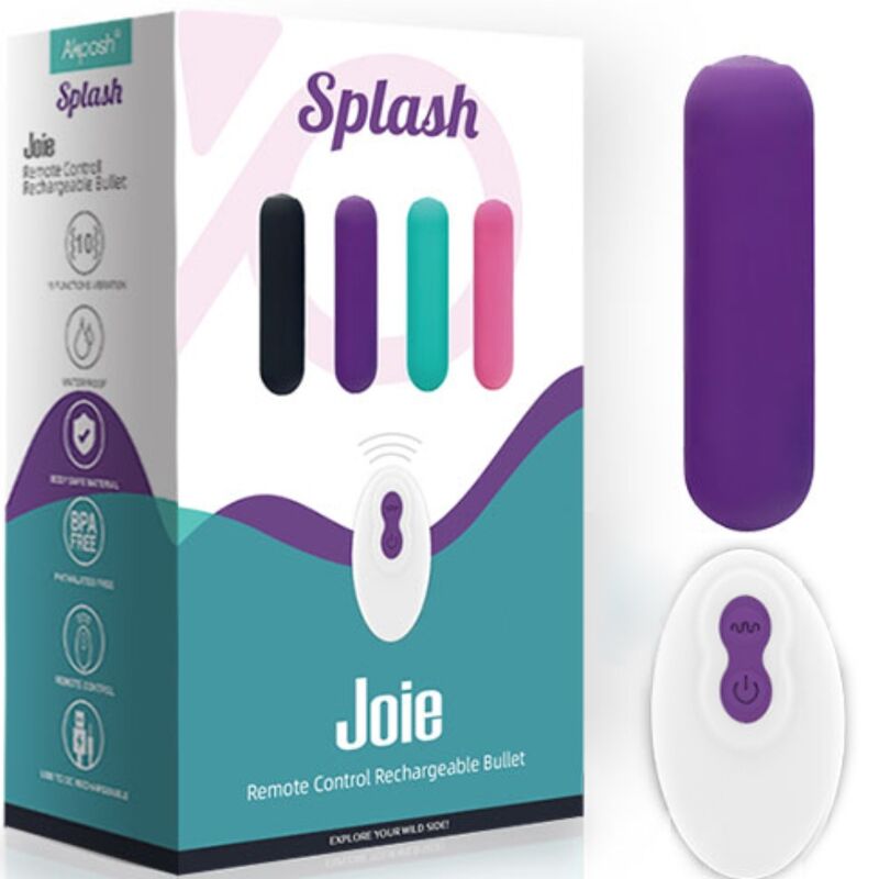 ARMONY - SPLASH JOIE SILICONEN TRILLENDE KOGEL MET AFSTANDSBEDIENING, 10 TRILLINGEN, 75 X 19 CM, PAARS