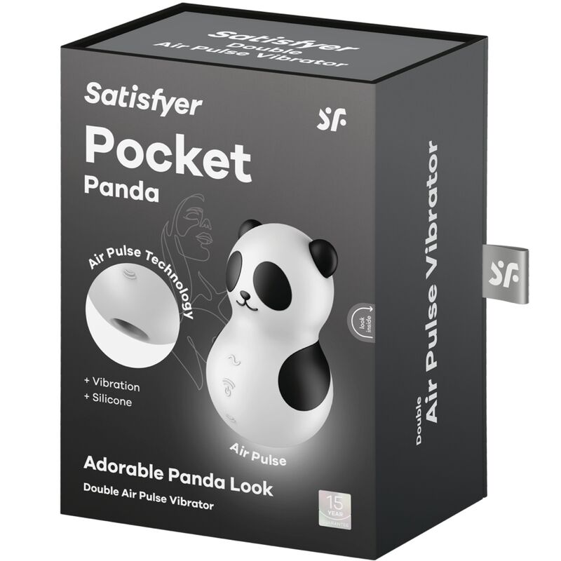 SATISFYER - POCKET PANDA STIMULATOR &amp; VIBRATOR ZWART-WIT