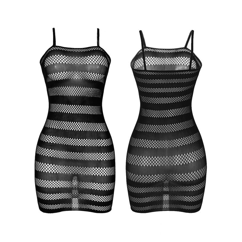 SUBBLIME - 951733 ZWART GESTREEPTE MESH JURK ONE SIZE