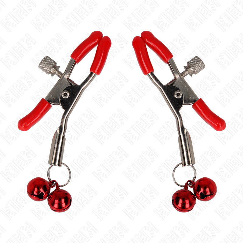 KINK - RODE TEPELKLEMMEN MET DUBBELE BEL ROOD 6 CM