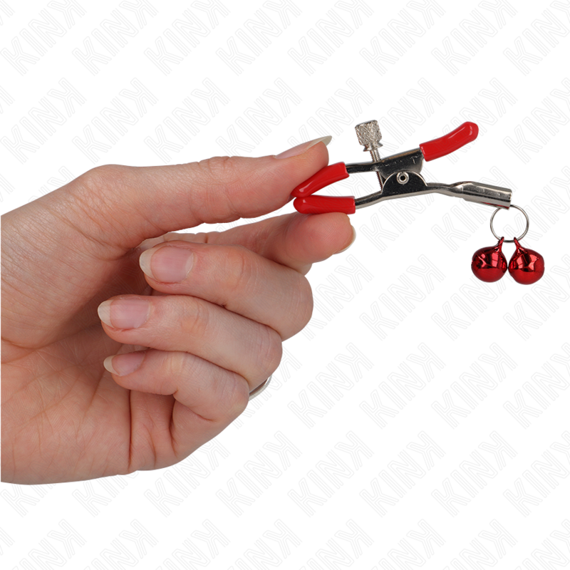 KINK - RODE TEPELKLEMMEN MET DUBBELE BEL ROOD 6 CM