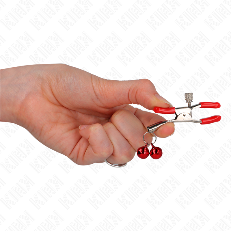 KINK - RODE TEPELKLEMMEN MET DUBBELE BEL ROOD 6 CM
