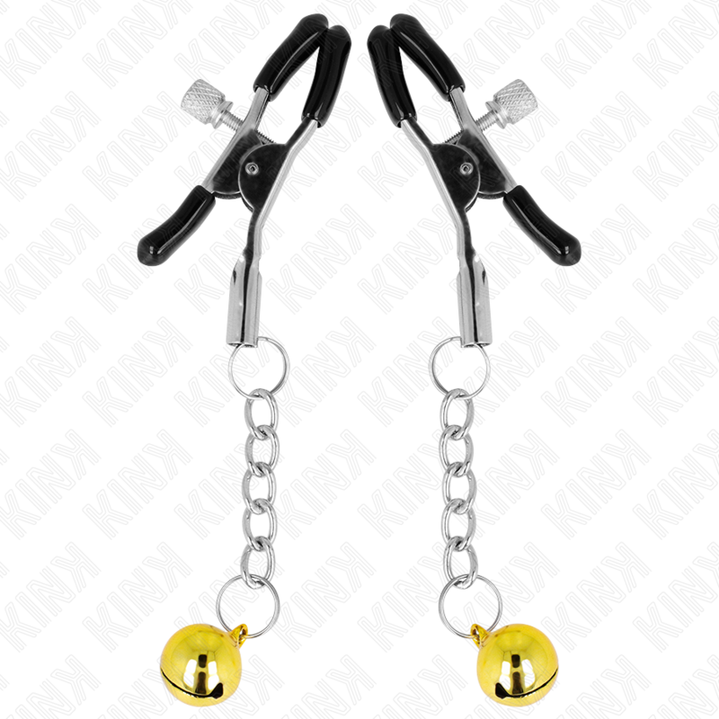 KINK - TEPELKLEMMEN MET GOUDEN BEL HANGER 6 CM