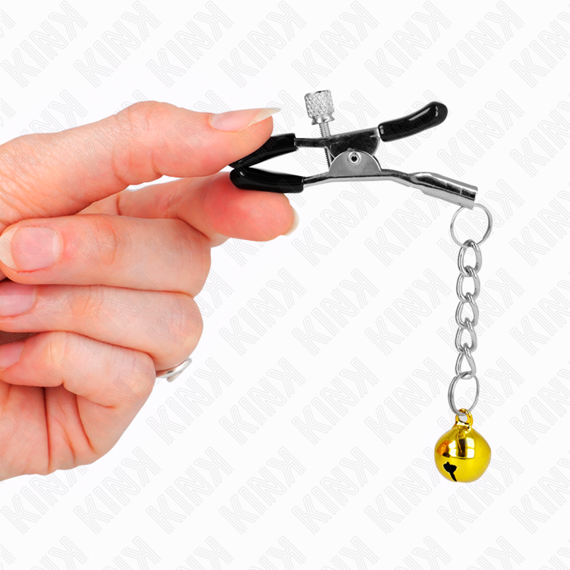 KINK - TEPELKLEMMEN MET GOUDEN BEL HANGER 6 CM