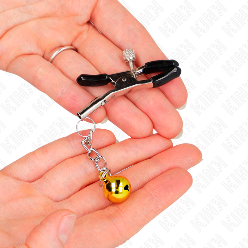 KINK - TEPELKLEMMEN MET GOUDEN BEL HANGER 6 CM