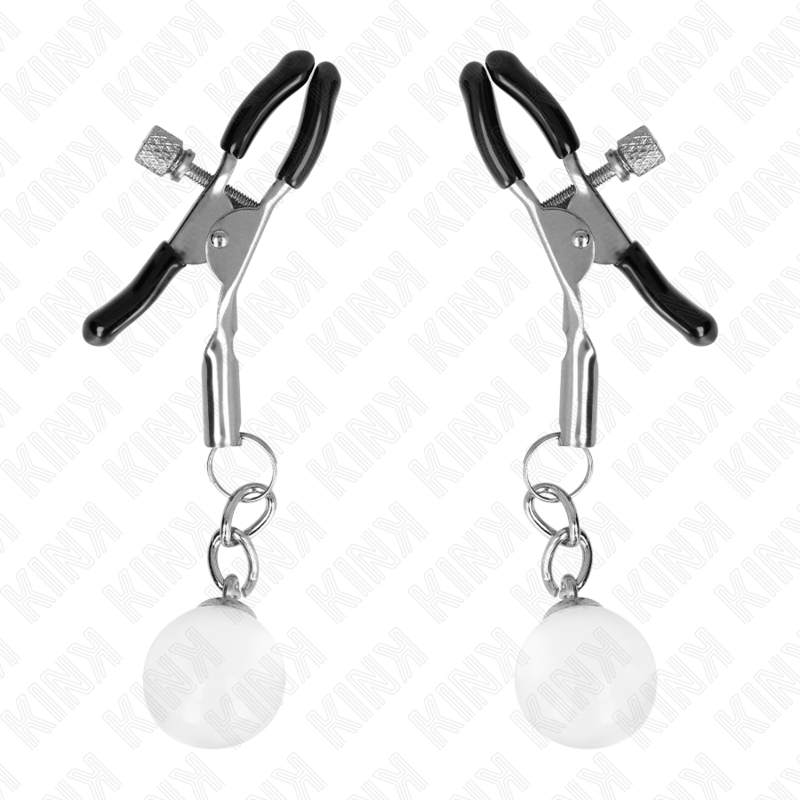 KINK - ZILVEREN TEPELKLEMMEN MET GLAZEN HANGER 6 CM
