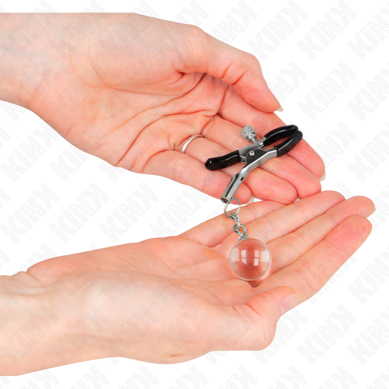 KINK - ZILVEREN TEPELKLEMMEN MET GLAZEN HANGER 6 CM