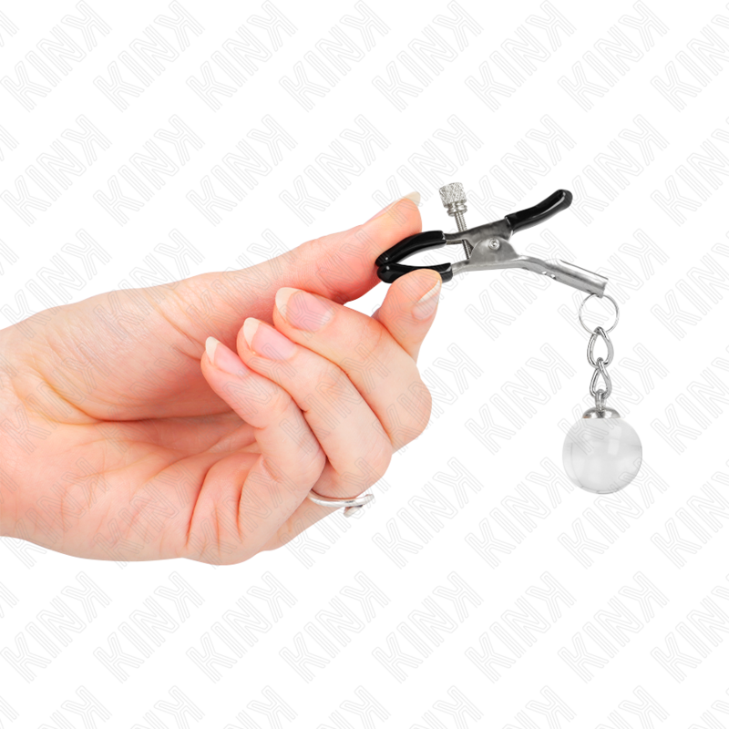 KINK - ZILVEREN TEPELKLEMMEN MET GLAZEN HANGER 6 CM