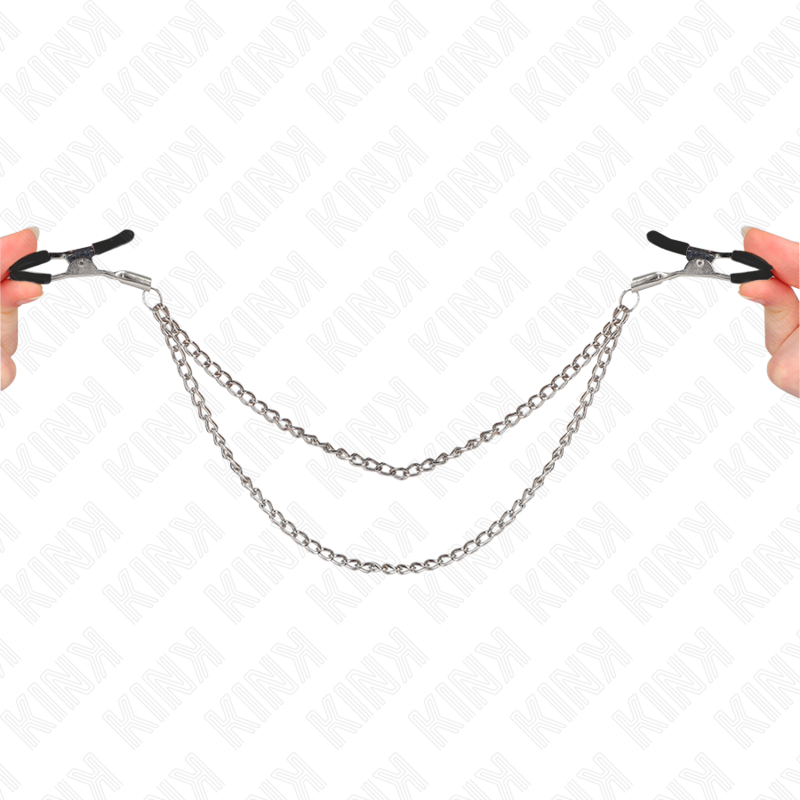 KINK - TEPELKLEMMEN MET DUBBELE DIKKE KETTING ZILVER 20/23 CM