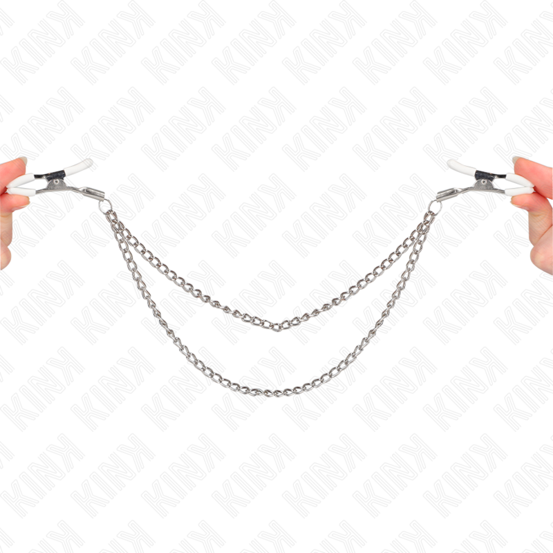 KINK - TEPELKLEMMEN MET DUBBELE FIJNE KETTING ZILVER 20/23 CM