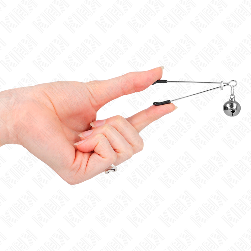 KINK - FIJNE TEPELKLEMMEN MET ZILVEREN BEL 7 CM