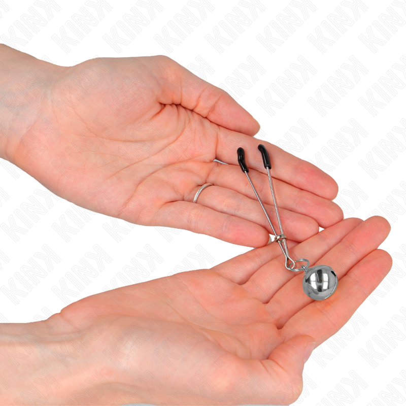 KINK - FIJNE TEPELKLEMMEN MET ZILVEREN BEL 7 CM
