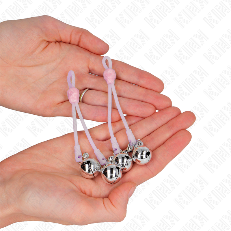 KINK - Oplichtende schedel tepelklemmen met verstelbare geluidsbel, roze/zilver
