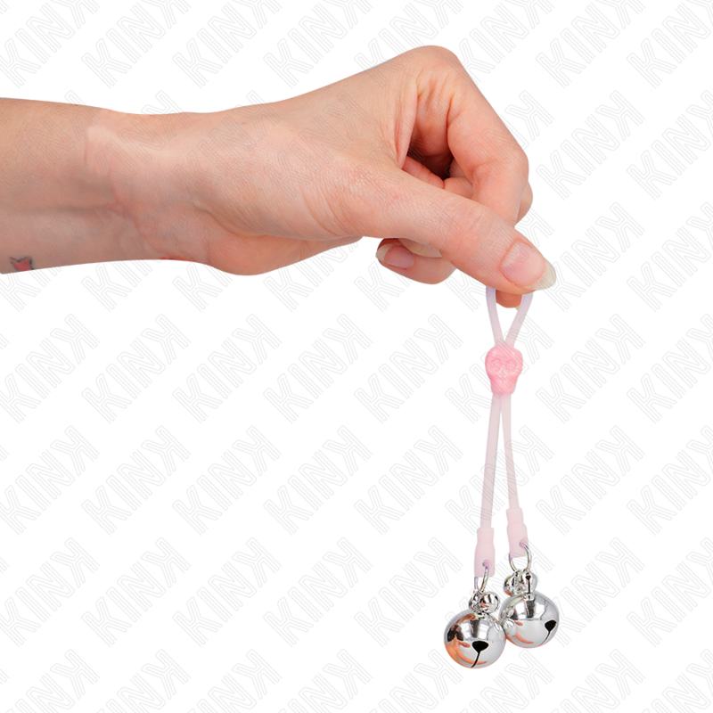 KINK - Oplichtende schedel tepelklemmen met verstelbare geluidsbel, roze/zilver