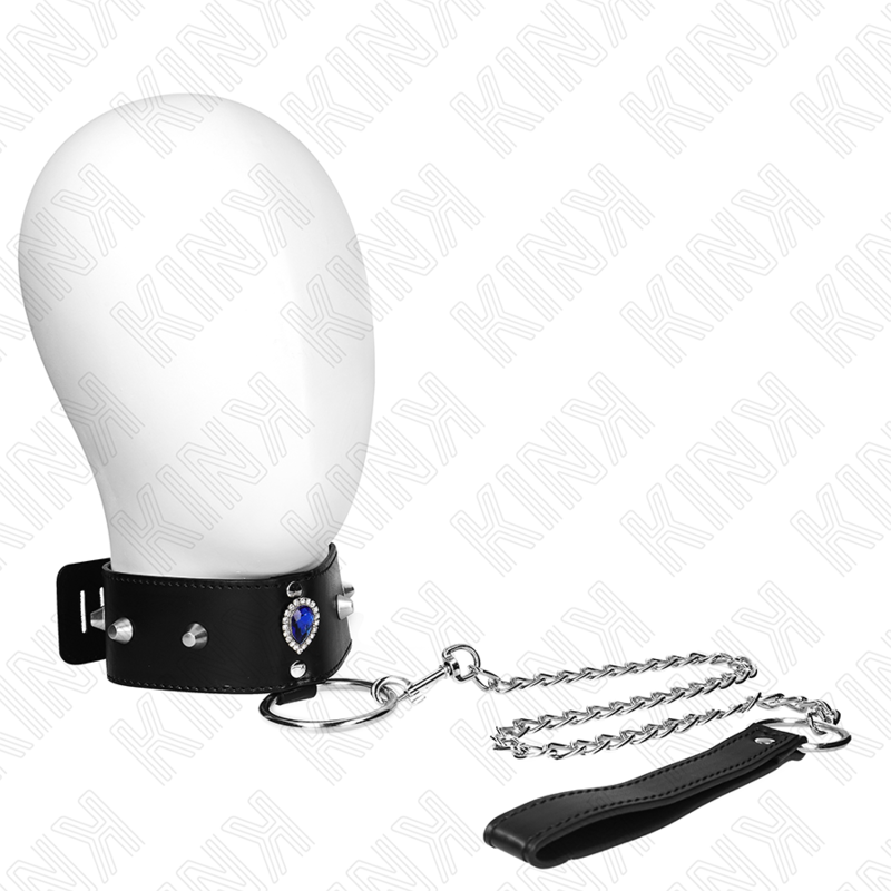 KINK - KETTING MET 65 CM BAND MET BLAUWE DIAMANTEN VERSTELBAAR 36-43 CM X 5 CM