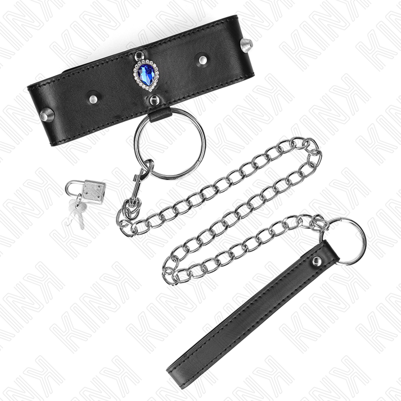 KINK - KETTING MET 65 CM BAND MET BLAUWE DIAMANTEN VERSTELBAAR 36-43 CM X 5 CM