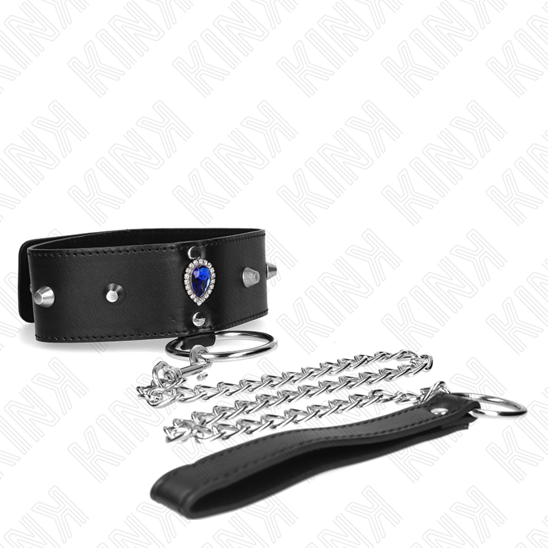 KINK - KETTING MET 65 CM BAND MET BLAUWE DIAMANTEN VERSTELBAAR 36-43 CM X 5 CM