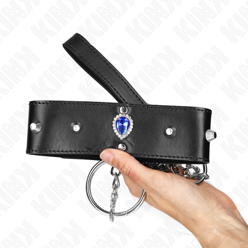 KINK - KETTING MET 65 CM BAND MET BLAUWE DIAMANTEN VERSTELBAAR 36-43 CM X 5 CM