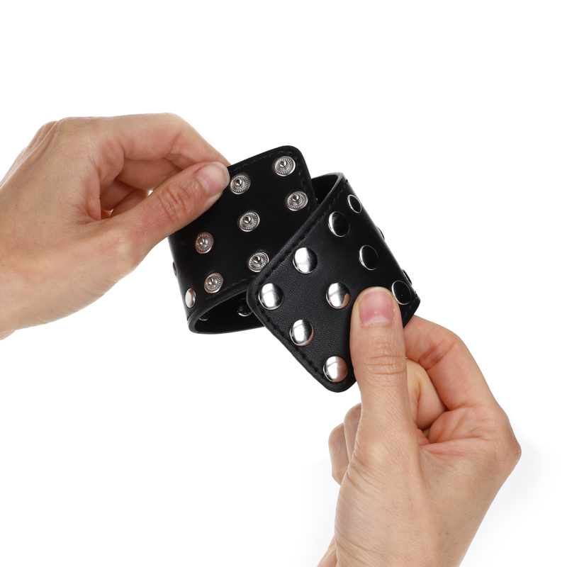 KINK - Verstelbare polsbandjes met drukknopen, zwart, 19-24 cm x 5,5 cm