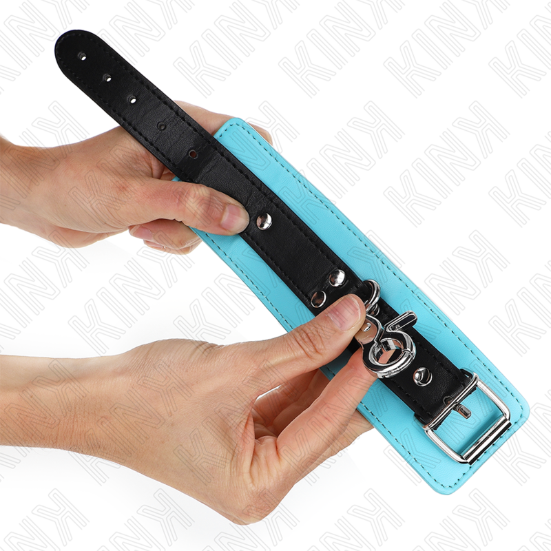KINK - PREMIUM ZWART/BLAUW VERSTELBARE POLSBANDJES MET SLUITING 21-28 CM X 5,5 CM