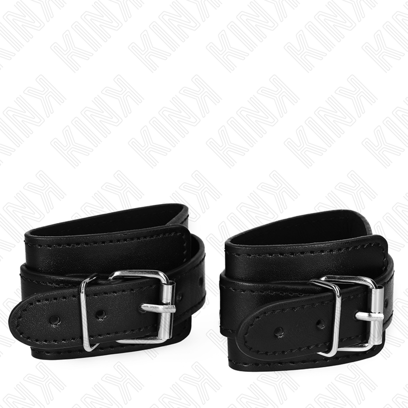 KINK - Dungeon-stijl polsbandjes met slot, zwart, verstelbaar, 21-28 cm x 5,5 cm