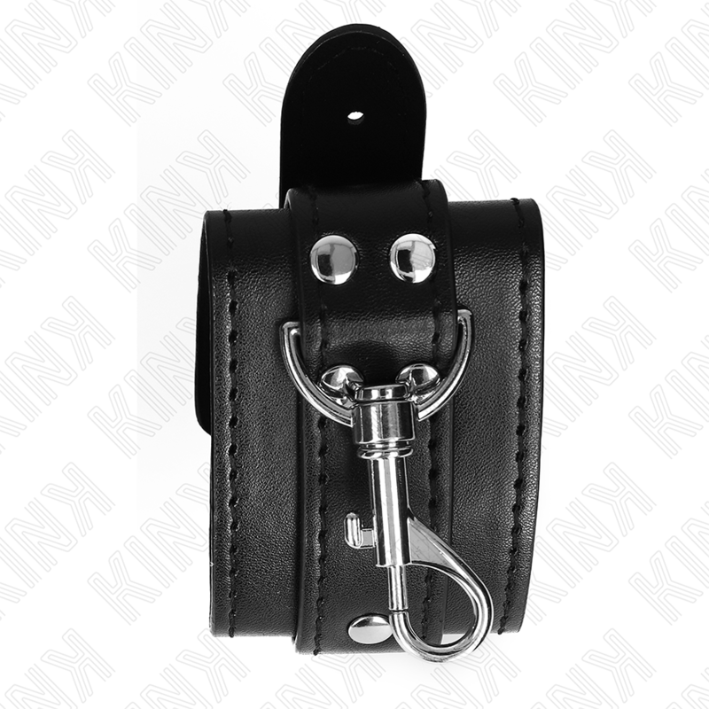 KINK - Dungeon-stijl polsbandjes met slot, zwart, verstelbaar, 21-28 cm x 5,5 cm