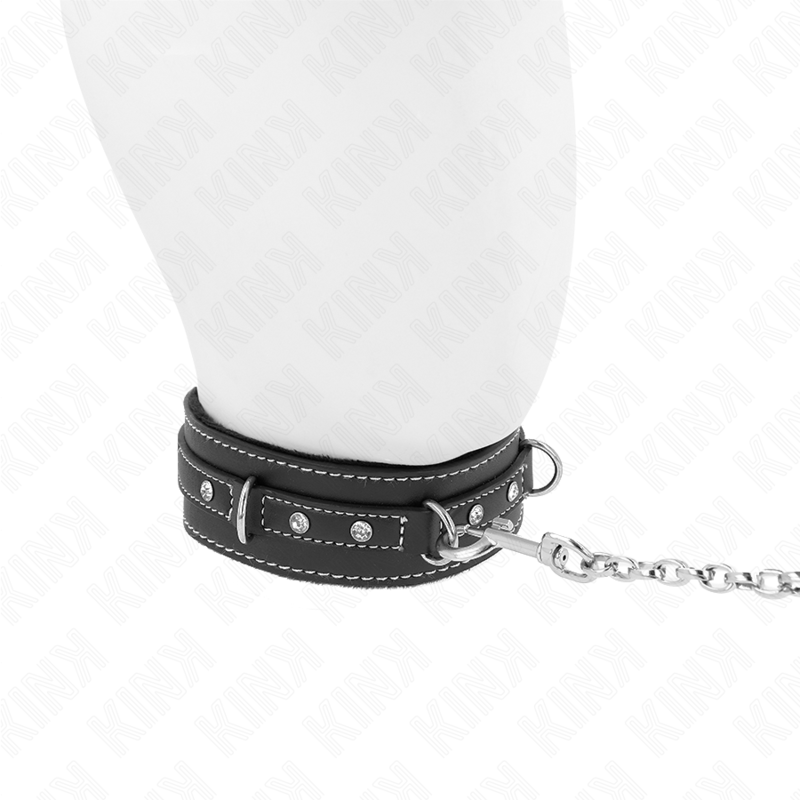 KINK - HALSBAND MET 105 CM PVC LEDEREN BAND STRASSEN KLINKNAGEL 41,5 X 4 CM