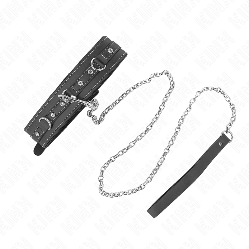 KINK - HALSBAND MET 105 CM PVC LEDEREN BAND STRASSEN KLINKNAGEL 41,5 X 4 CM