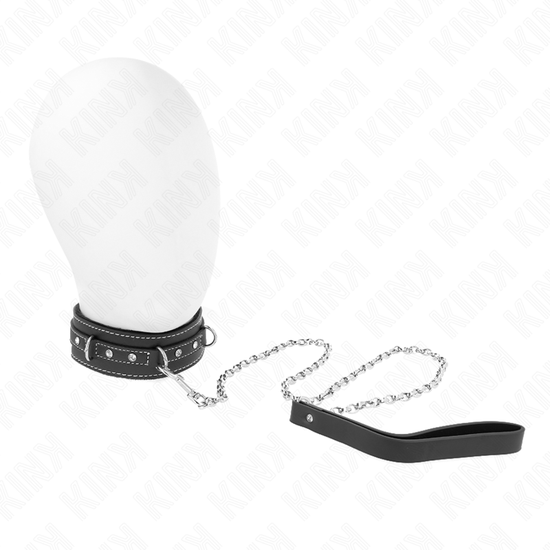 KINK - HALSBAND MET 105 CM PVC LEDEREN BAND STRASSEN KLINKNAGEL 41,5 X 4 CM