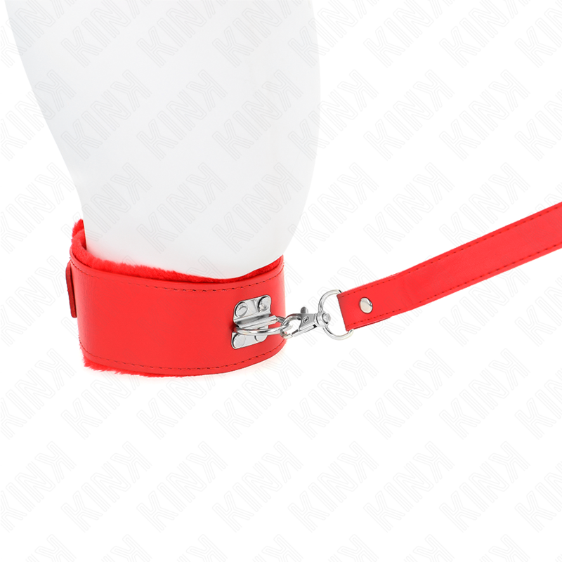 KINK - HALSBAND MET 116 CM BAND MET ZILVEREN STUDS MODEL 4 ROOD VERSTELBAAR 40-48 CM X 6 CM