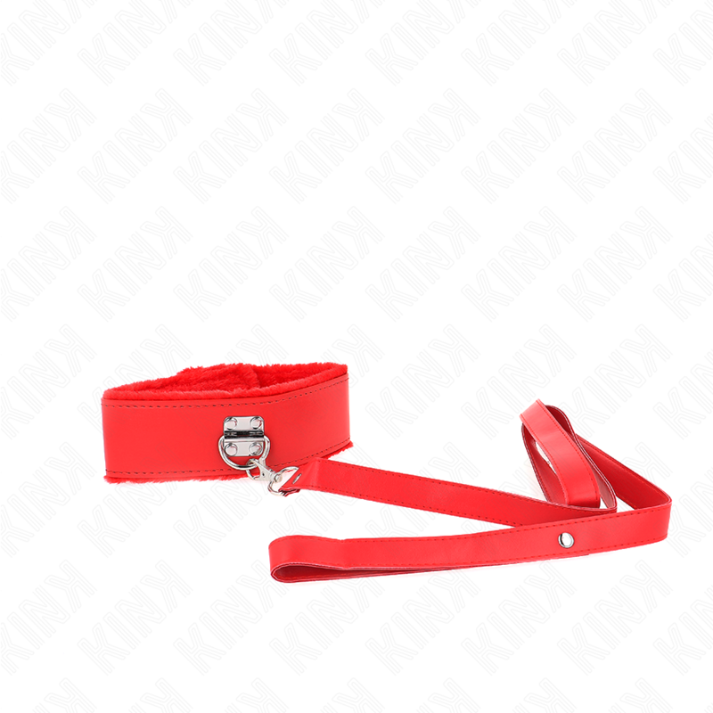 KINK - HALSBAND MET 116 CM BAND MET ZILVEREN STUDS MODEL 4 ROOD VERSTELBAAR 40-48 CM X 6 CM