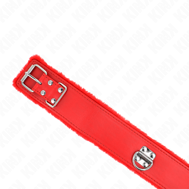 KINK - HALSBAND MET 116 CM BAND MET ZILVEREN STUDS MODEL 4 ROOD VERSTELBAAR 40-48 CM X 6 CM