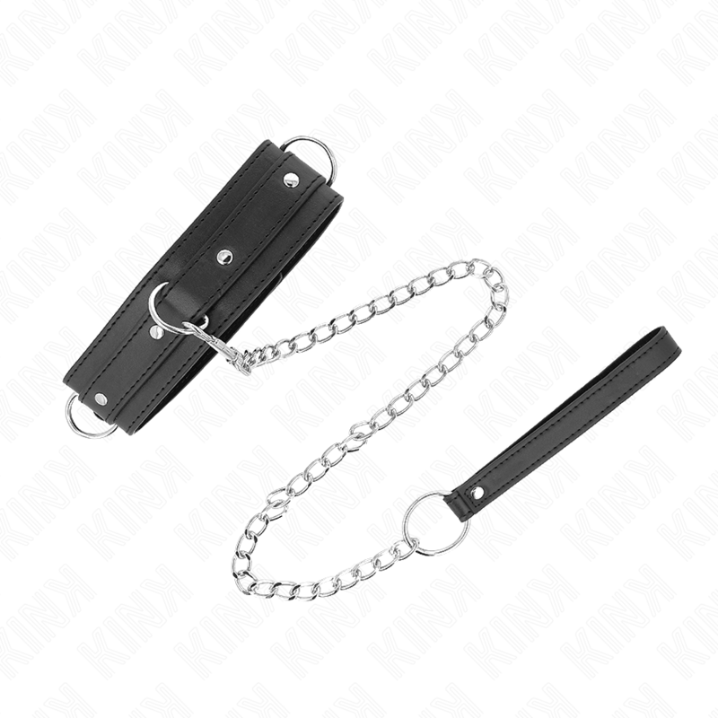 KINK - HALSBAND MET 65 CM BAND, 3 RINGEN, MODEL 1, VERSTELBAAR 38-49 CM X 5 CM