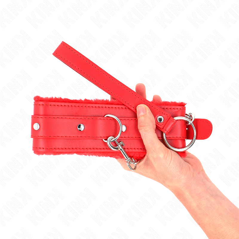 KINK - 65 CM INTREKBARE HALSBAND MET LIJN, ROOD, VERSTELBAAR 36-42 CM X 5,5 CM