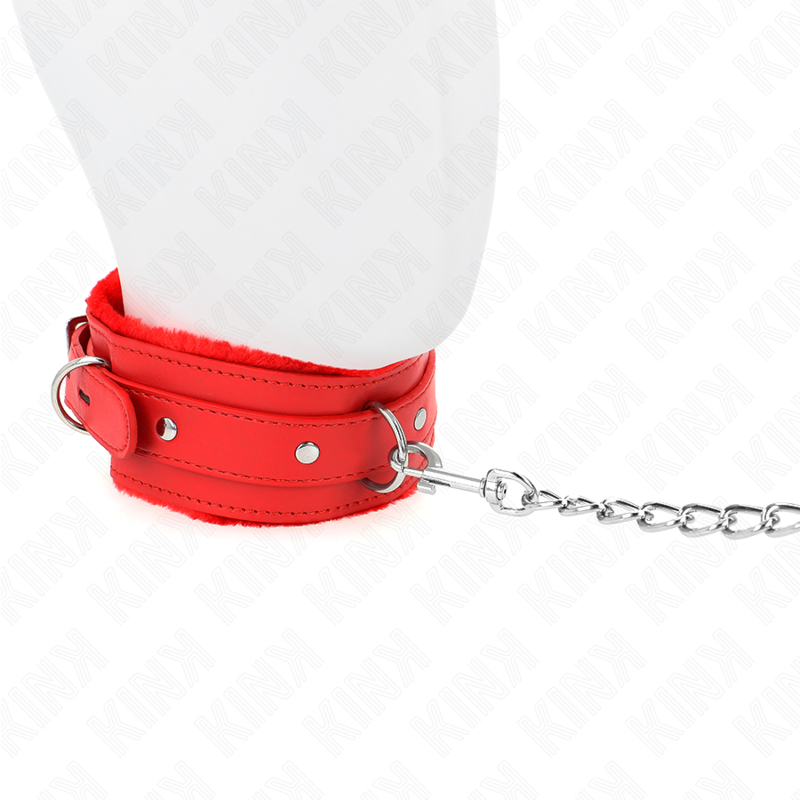 KINK - 65 CM INTREKBARE HALSBAND MET LIJN, ROOD, VERSTELBAAR 36-42 CM X 5,5 CM