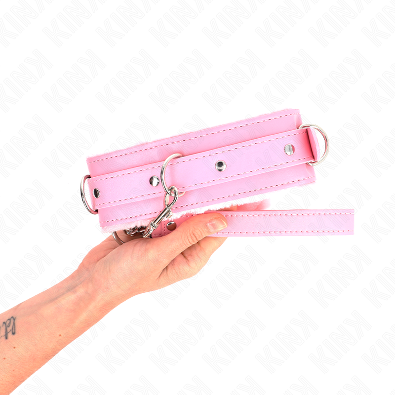 KINK - 65 CM LIJNHALSBAND MET BEPERKINGEN ROZE VERSTELBAAR 36-42 CM X 5,5 CM