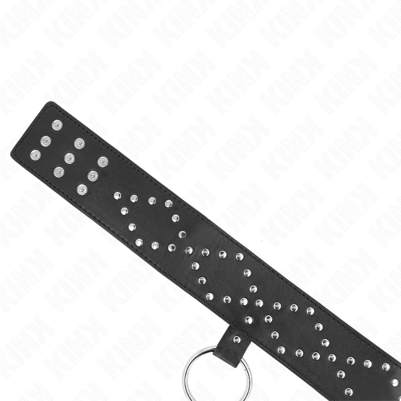 KINK - HALSBAND MET 65 CM BAND MET ZILVEREN STUDS MODEL 3 VERSTELBAAR 36-43 CM X 5 CM