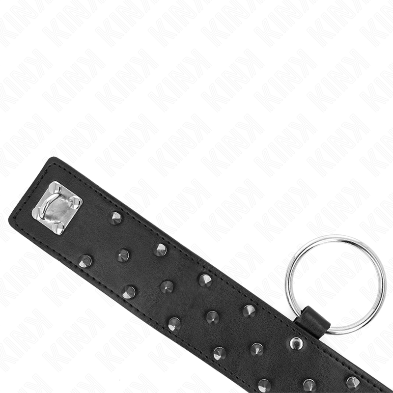 KINK - HALSBAND MET 65 CM BAND MET ZILVEREN STUDS MODEL 5 VERSTELBAAR 36-43 CM X 5 CM