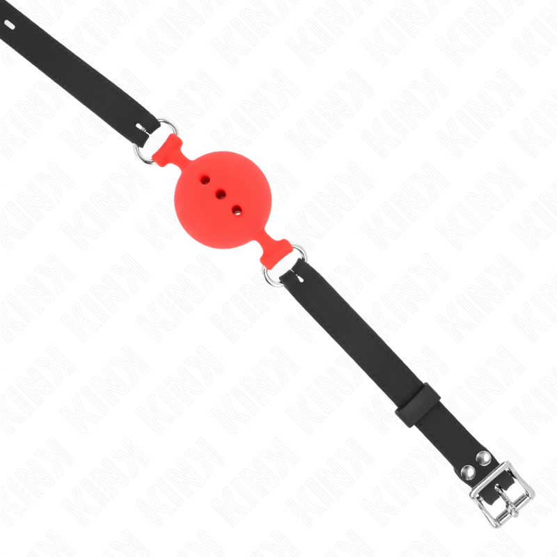 KINK - GAG 55 x 2 CM BAL 5 CM VOLLEDIGE SILICONEN MAAT L ROOD VERSTELBAAR 35-51 CM