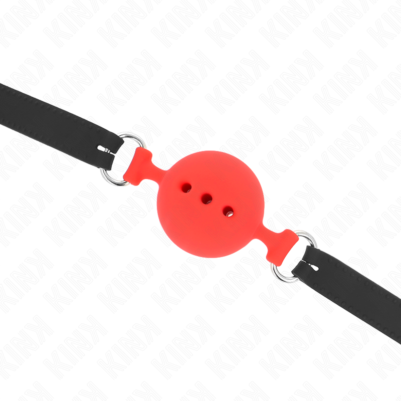 KINK - GAG 55 x 2 CM BAL 5 CM VOLLEDIGE SILICONEN MAAT L ROOD VERSTELBAAR 35-51 CM