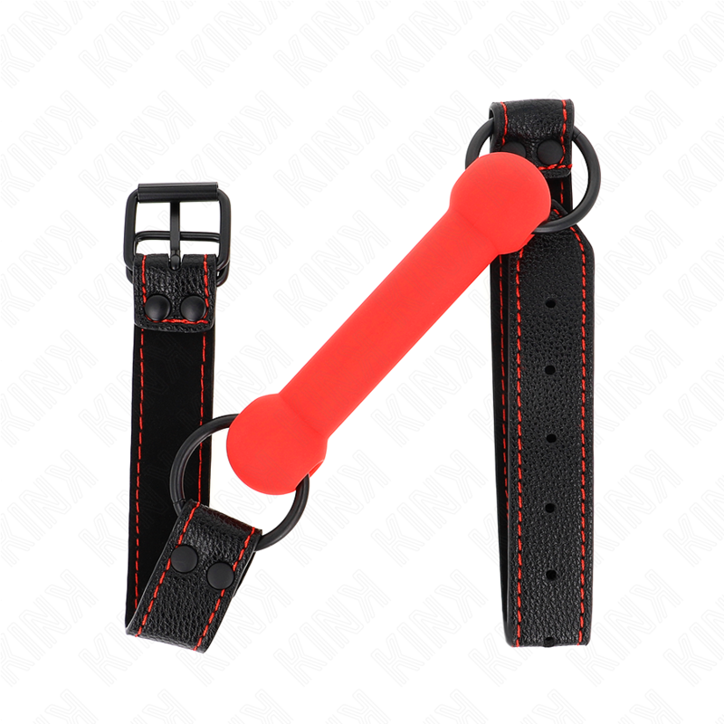 KINK - BOTVORMIGE KNEVEL MET VERSTELBARE RODE KUNSTLEREN BAND 41-57 CM
