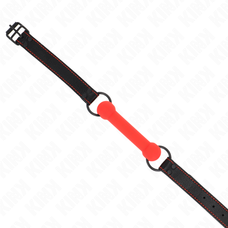 KINK - BOTVORMIGE KNEVEL MET VERSTELBARE RODE KUNSTLEREN BAND 41-57 CM