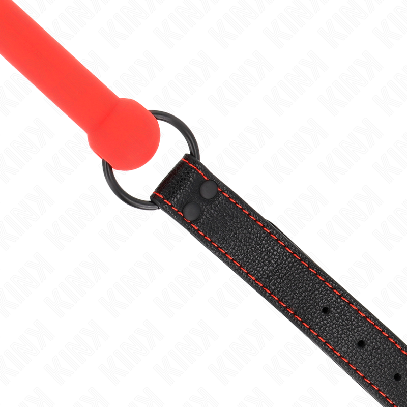 KINK - BOTVORMIGE KNEVEL MET VERSTELBARE RODE KUNSTLEREN BAND 41-57 CM