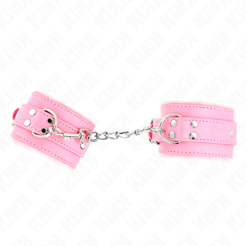 KINK - ROZE GEVOERDE POLSBANDJES MET VERSTELBARE ROZE BAND 20-29 CM X 5,5 CM