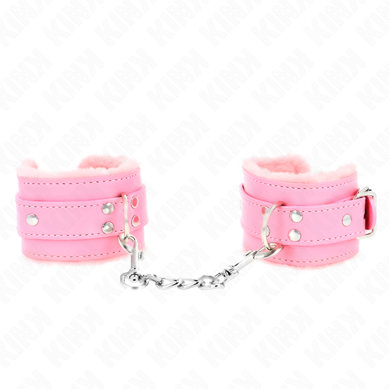 KINK - ROZE GEVOERDE POLSBANDJES MET VERSTELBARE ROZE BAND 20-29 CM X 5,5 CM