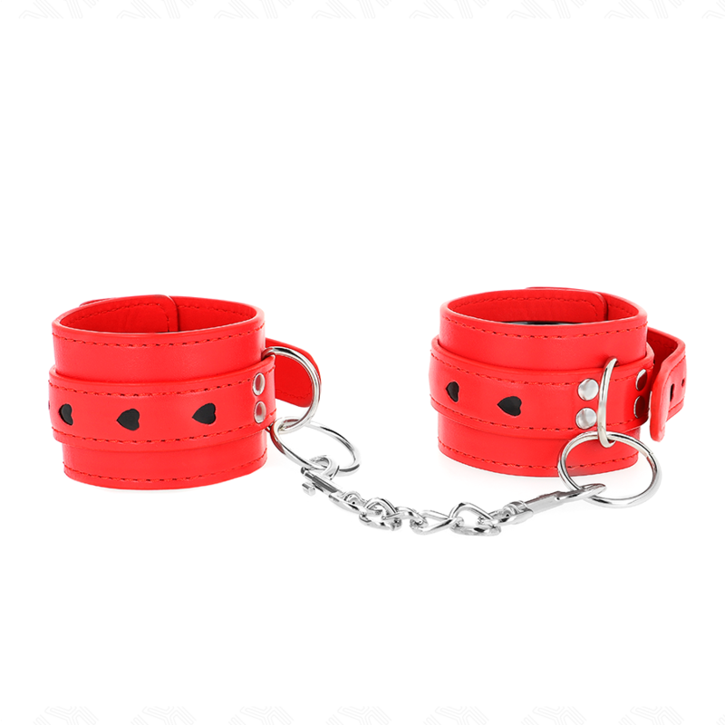 KINK - RODE POLSBANDJES MET ZWARTE HARTINLEG, VERSTELBAAR 21-28 CM X 5,5 CM