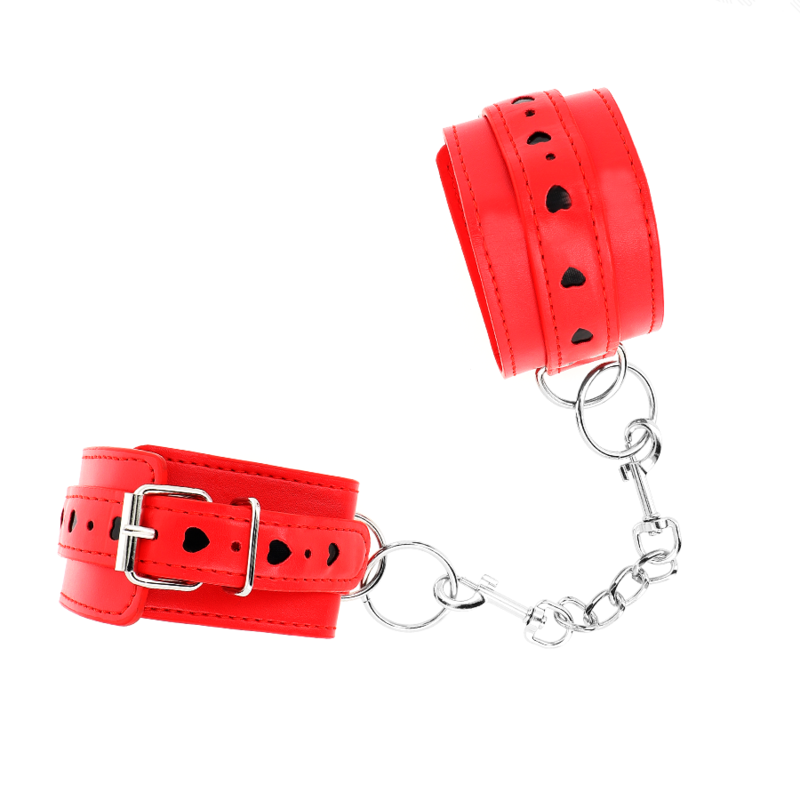 KINK - RODE POLSBANDJES MET ZWARTE HARTINLEG, VERSTELBAAR 21-28 CM X 5,5 CM