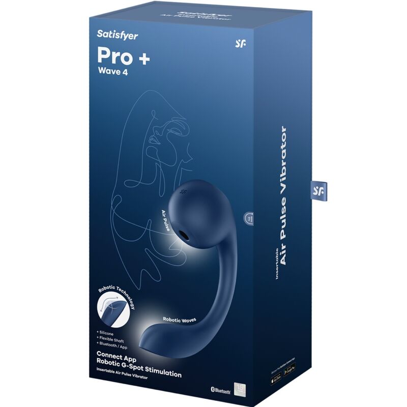 SATISFYER - PRO+ WAVE 4 G-SPOT STIMULATOR &amp; AIR PULSE GRATIS APP DONKERBLAUW