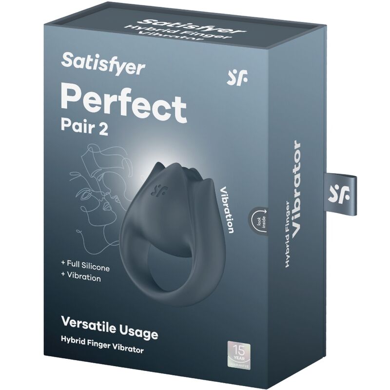 SATISFYER - PERFECTE PAAR 2 MULTIVIBRATOR 2 IN 1 PENIS RING &amp; VINGER STIMULATOR GRIJS
